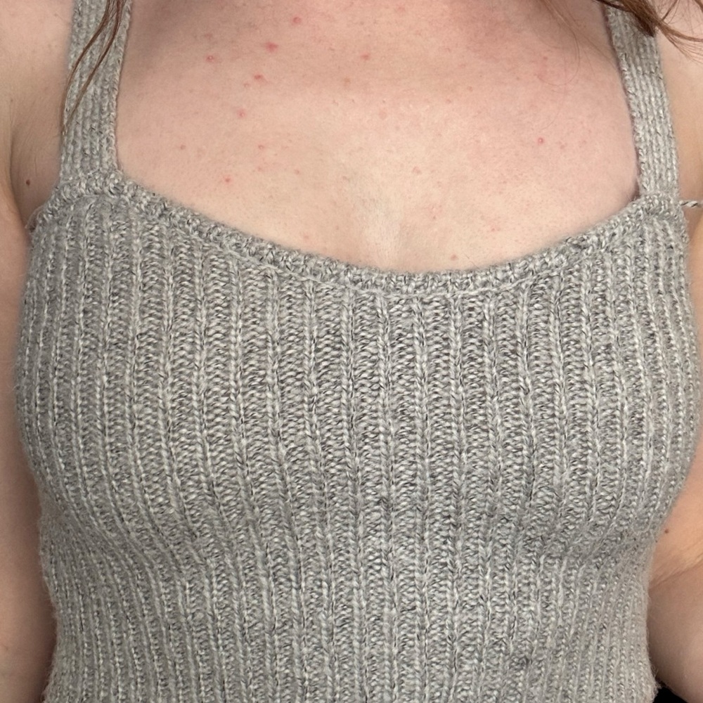 Forever 21 Light Gray Ribbed Knit Top